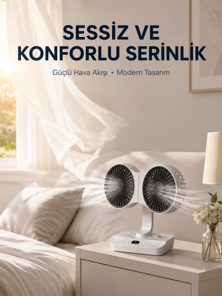 Çift Yöne Hava Üfleyen Masa ve Duvar Tipi Vantilatör