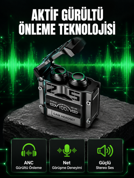 Bluetooth Kulaklık Kablosuz ANC Gürültü Önleyici Stereo Ses Yeni Nesil - Lisinya