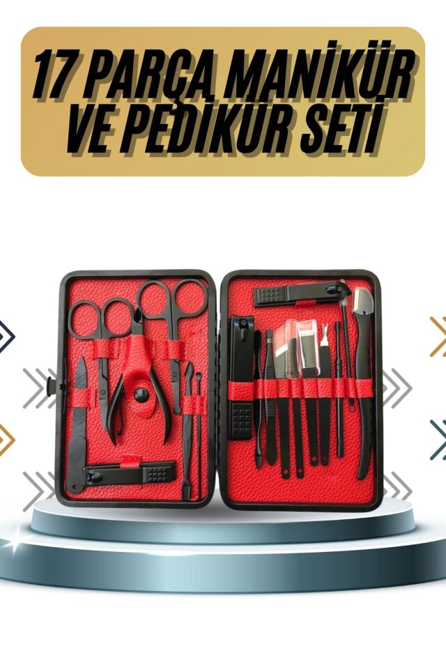 17 Parça Manikür Pedikür Seti El Ayak Bakım Seti Tırnak Makası Törpü - Lisinya