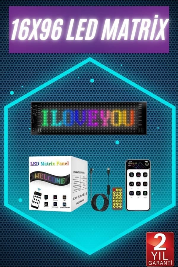 Digital Araba Yazısı Ekran Matrix En Büyük Boy Matrix LED Panel 19*96 pıxel - Lisinya