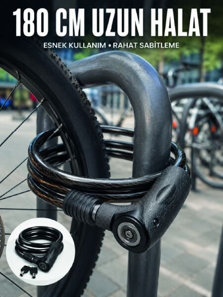 Motosiklet, Bisiklet ve Elektrikli Scooter İçin Ağır Hizmet Tipi Çelik Halat Kilidi - Lisinya