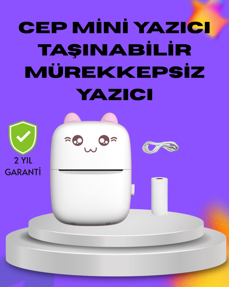 Kablosuz Mini Cep Yazıcısı Bluetooth Destekli 1200mAh Bataryalı - Lisinya