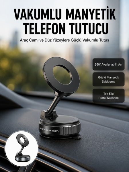 360 Derece Ayarlanabilir Manyetik Araç Telefon Standı Yeni Nesil - Lisinya