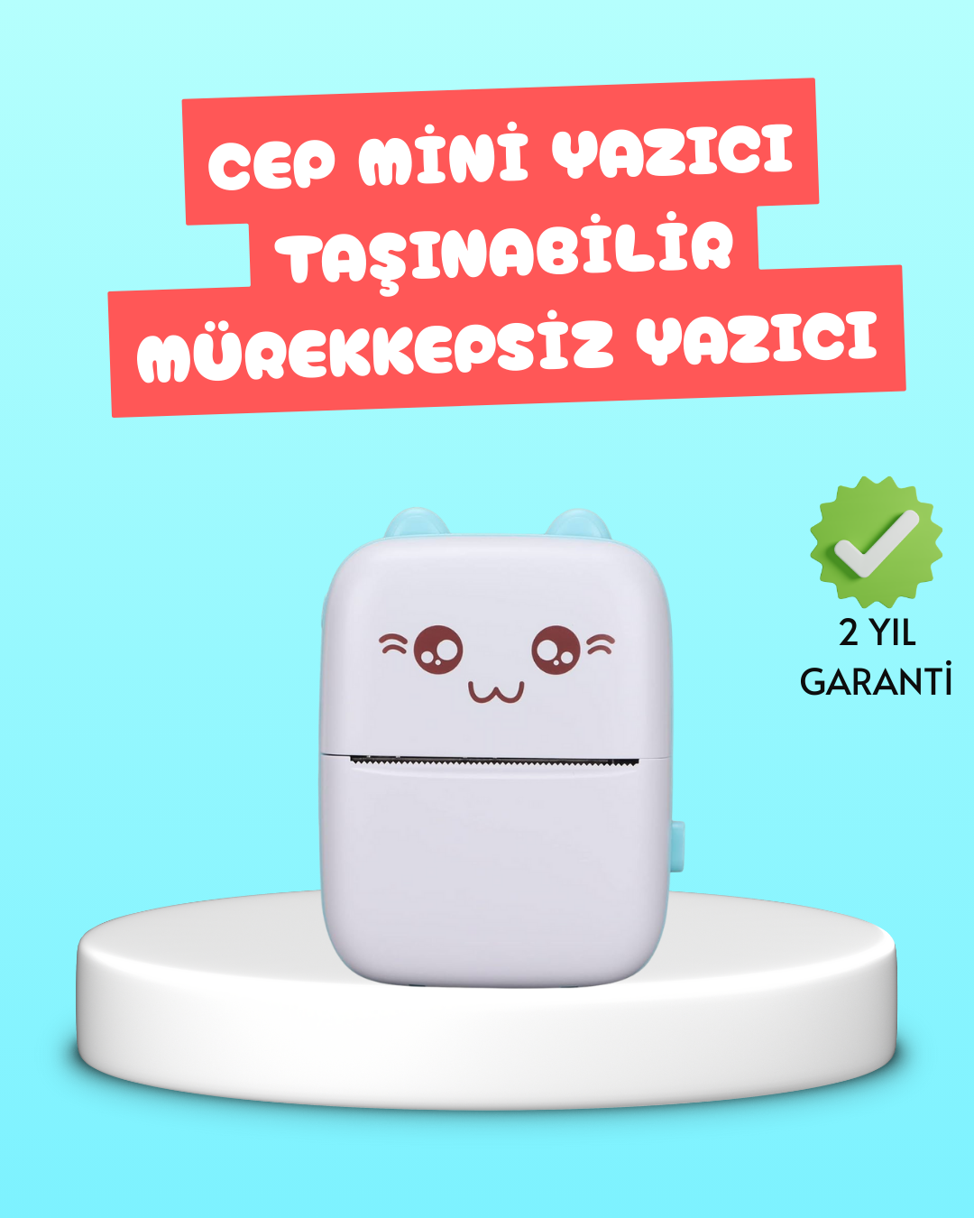 YamanHobi Mini Termal Yazıcı Bluetooth 200 DPI 1200 mAh Mavi