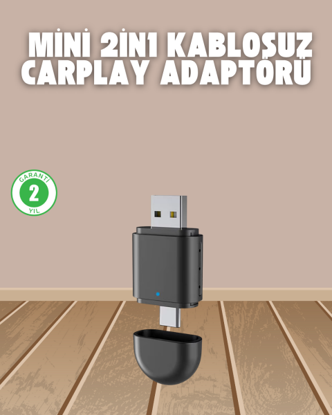 Kablosuz CarPlay Adaptörü – USB-A & Type-C Uyumlu Hızlı Bağlantı Cihazı