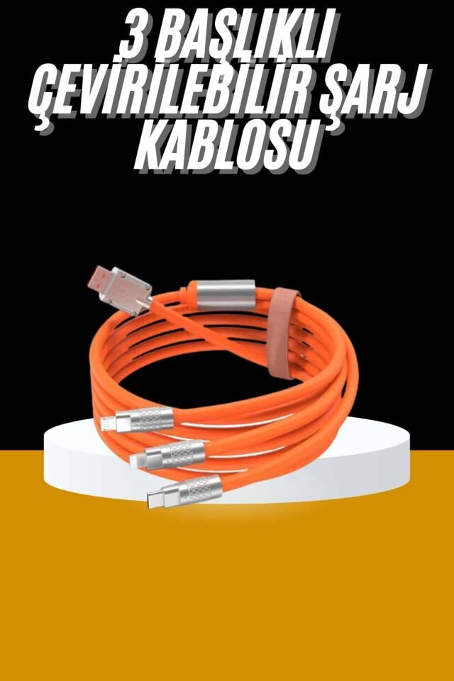 YamanHobi 120W Type-C Hızlı Şarj Kablosu 180° Döner Başlık LED Işıklı Data Kablosu