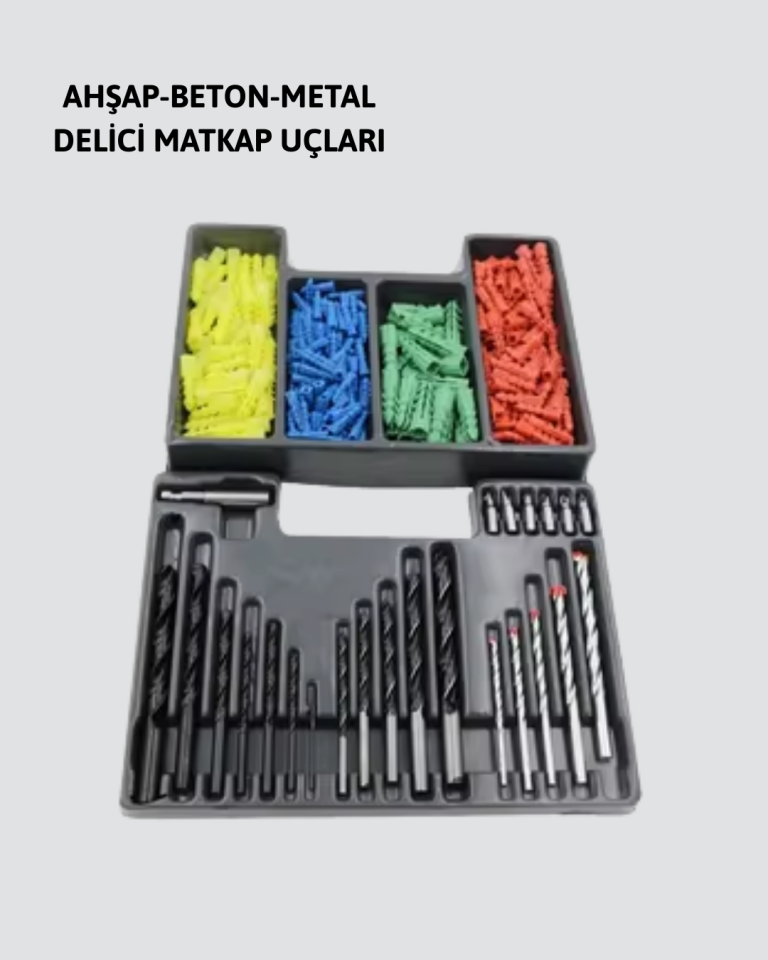 Kapsamlı Matkap Ucu Seti Organizer Kutulu Ahşap Metal Beton Delme - Lisinya
