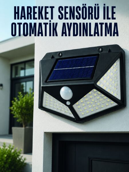 Hareket Sensörlü Güneş Enerjili Duvar Lambası Dış Mekan İçin Güçlü LED Aydınlatma - Lisinya