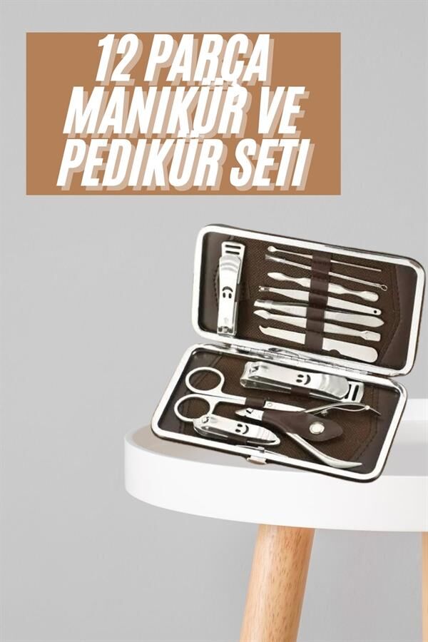 Tırnak Bakım Seti Tırnak Düzeltme Batık 12 Parça Çanta Tipi Manikür Pedikür - Lisinya