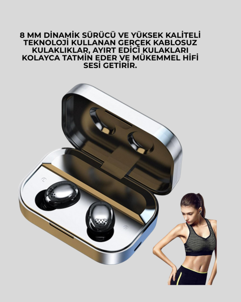Kablosuz Kulak İçi Bluetooth Kulaklık – Dokunmatik Kontrol ve LED Şarj Ekranı