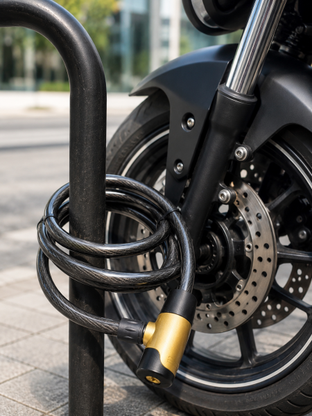 24 mm Kalın Çelik Halatlı Motosiklet ve Bisiklet Kilidi 200 cm Anahtarlı Güvenlik Kilidi - Lisinya