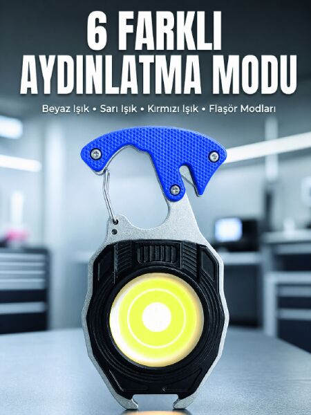 Araç Kamp Outdoor ve Tamir İşleri İçin Çok Amaçlı COB LED Şarjlı Kurtarma ve Çalışma Feneri - Lisinya