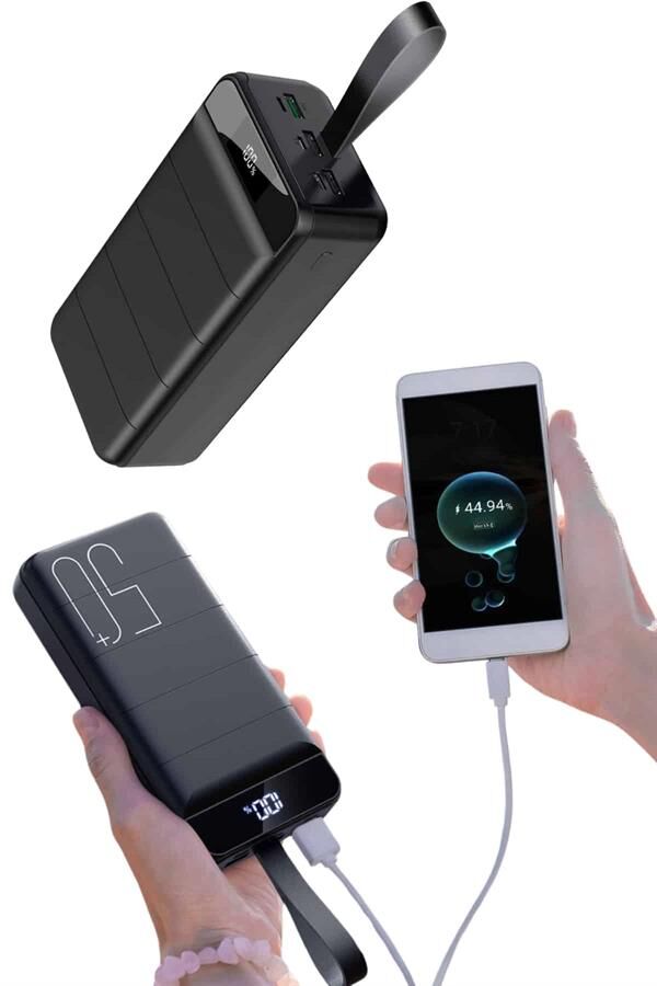 Taşınabilir Powerbank 50.000 mAh 4 Girişli Hızlı Şarj Led Göstergeli Fenerli Şarj - Lisinya