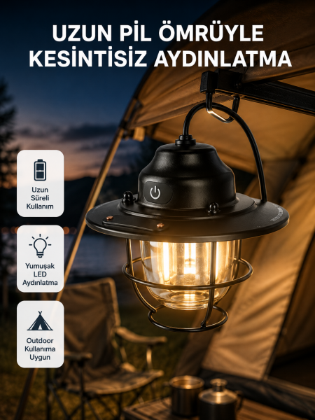 Outdoor Retro Kamp Işığı Uzun Ömürlü Pil Taşınabilir Suya Dayanıklı - Lisinya