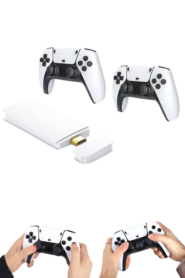 Çift Oyun Kollu 4K HD Ekran Nostaljik 20.000 Oyunlu Beyaz Game Stick - Lisinya