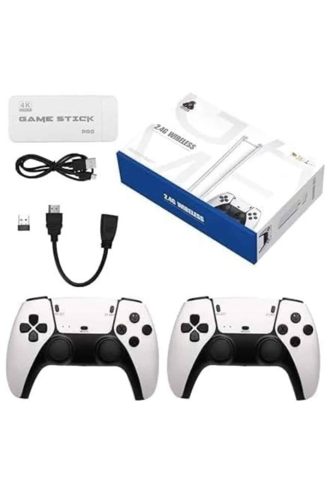 Çift Oyun Kollu 4K HD Ekran Nostaljik 20.000 Oyunlu Beyaz Game Stick - Lisinya