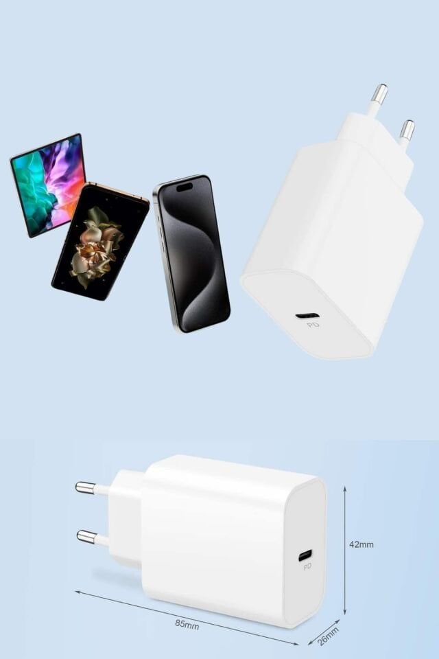 15/Pro/Pro Max 20W İOS Uyumlu Hızlı Şarj Aleti Adaptörlü Beyaz - Lisinya