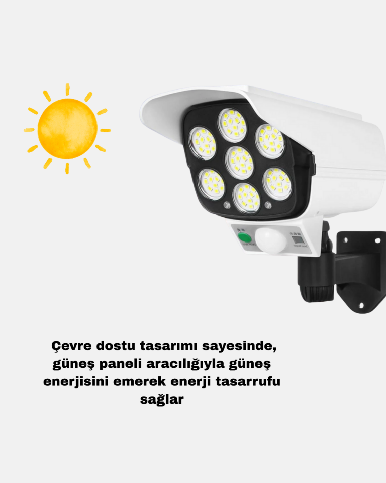 YamanHobi 5 Eksen Ayarlı Solar PIR Sensörlü Güvenlik Lambası IP66