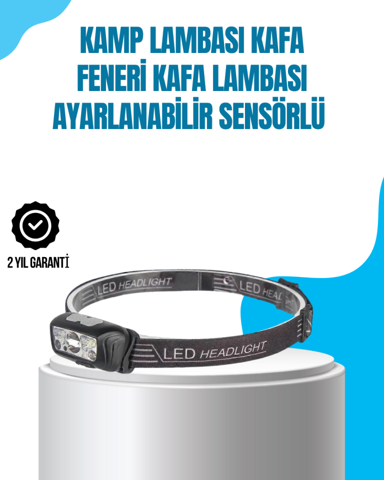 Kamp Lambası Kafa Feneri Kafa Lambası Ayarlanabilir Sensörlü Şarjlı - Lisinya