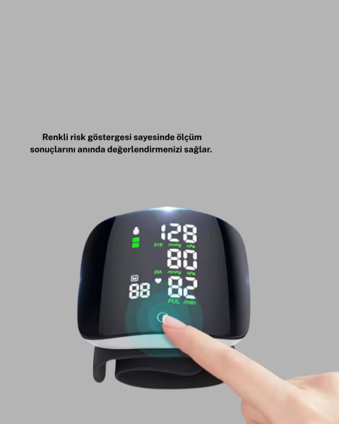 Taşınabilir Dijital Tansiyon Aleti – Bilekten Ölçüm, Aritmi Uyarısı ve Risk Göstergesi - Lisinya