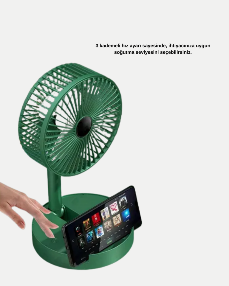 Taşınabilir Katlanabilir Mini Fan 3 Kademeli Şarj Edilebilir - Lisinya