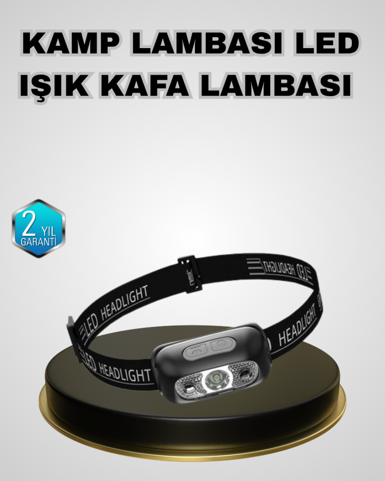 IPX5 Su Geçirmez Şarjlı LED Kafa Feneri | Hareket Sensörlü, Ayarlanabilir 60° Far - Lisinya
