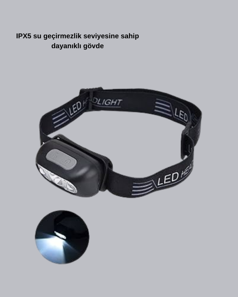 IPX5 Su Geçirmez Şarjlı LED Kafa Feneri | Hareket Sensörlü, Ayarlanabilir 60° Far - Lisinya
