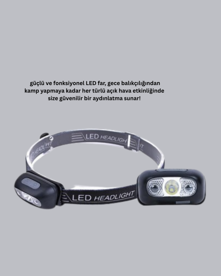 IPX5 Su Geçirmez Şarjlı LED Kafa Feneri | Hareket Sensörlü, Ayarlanabilir 60° Far - Lisinya