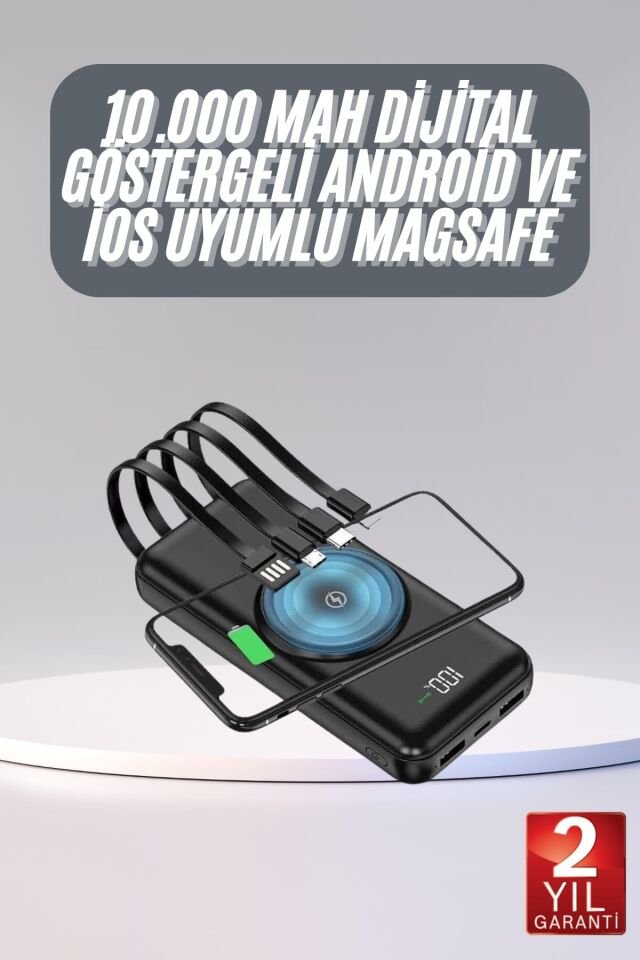 YamanHobi 10000 mAh Powerbank Kablosuz Şarj Destekli Siyah