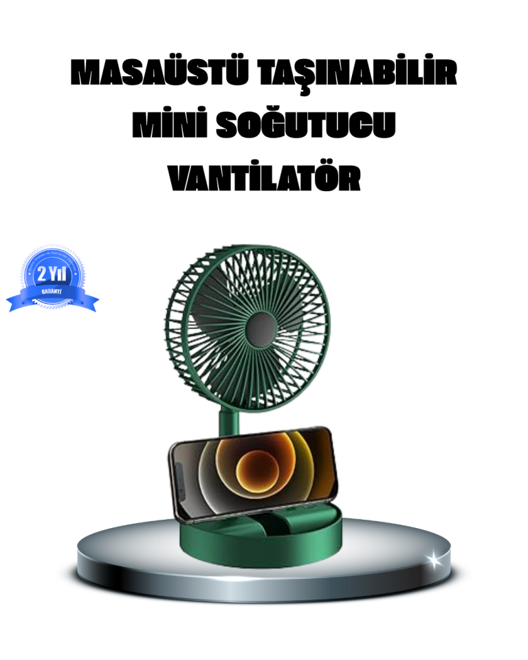 Katlanabilir Şarjlı Mini Fan 3 Kademeli Hız Ayarlı Taşınabilir - Lisinya