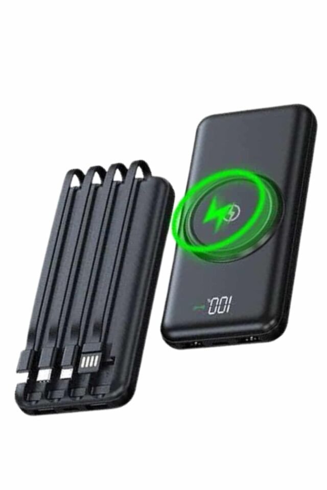 Wireless Powerbank 10000 Mah LED Ekranlı Dahili Kablolu Hızlı Şarj - Lisinya