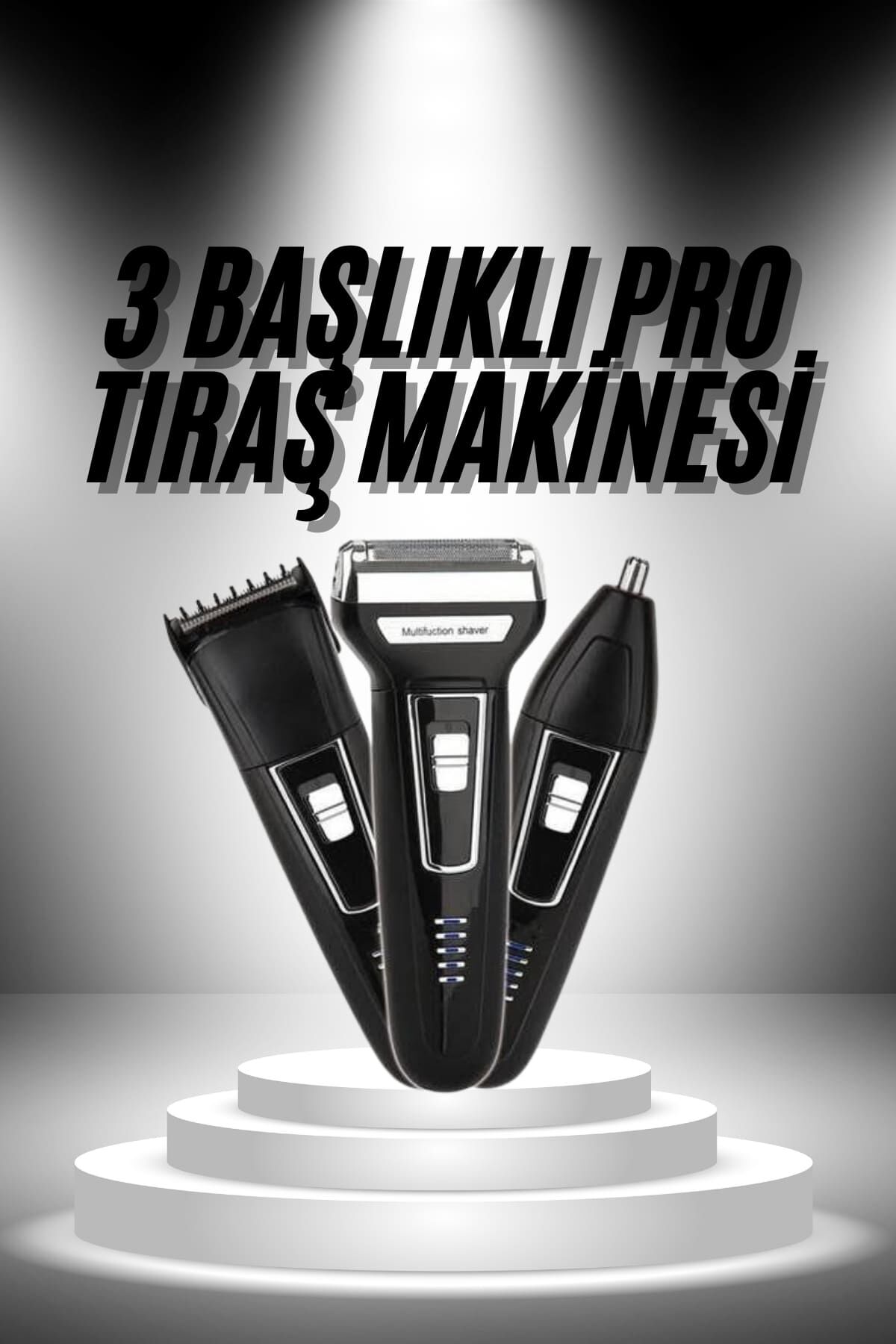 3'lü Set Saç Sakal Kesme Traş Makinesi Burun Kılı Alma Tıraş Makinesi - Lisinya