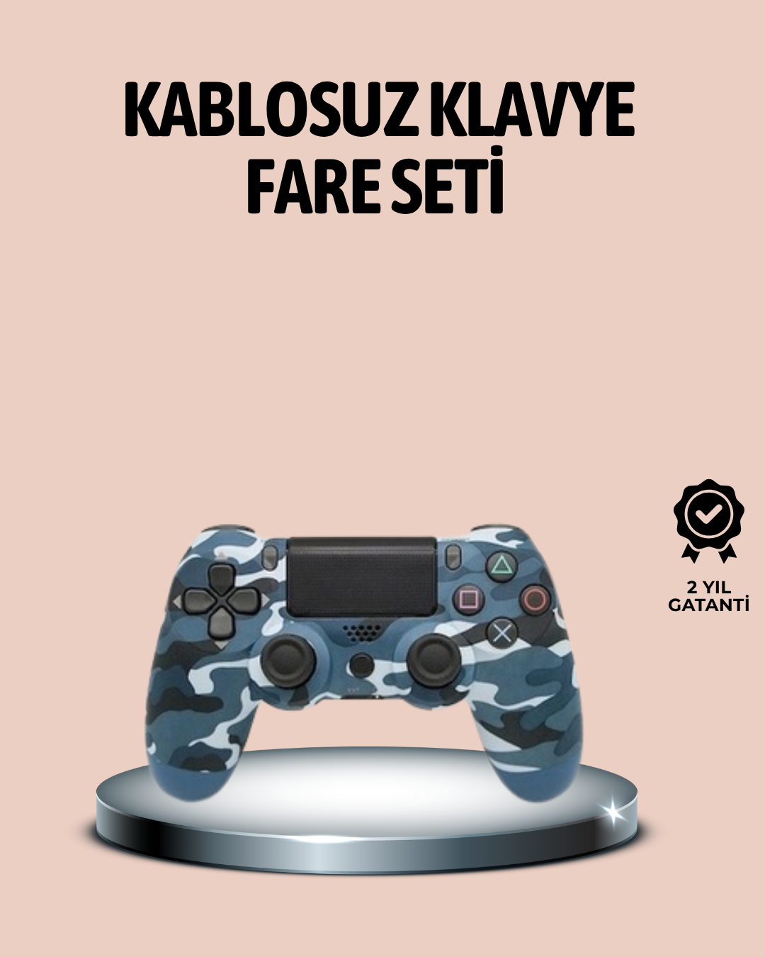 Bluetooth Kablosuz PS4 Gamepad Çift Motorlu Siyah Controller
