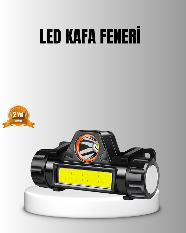Şarjlı LED Kafa Feneri – Çift Fonksiyonlu, 200LM Işık Gücü, IP44 Suya Dayanıklı - Lisinya