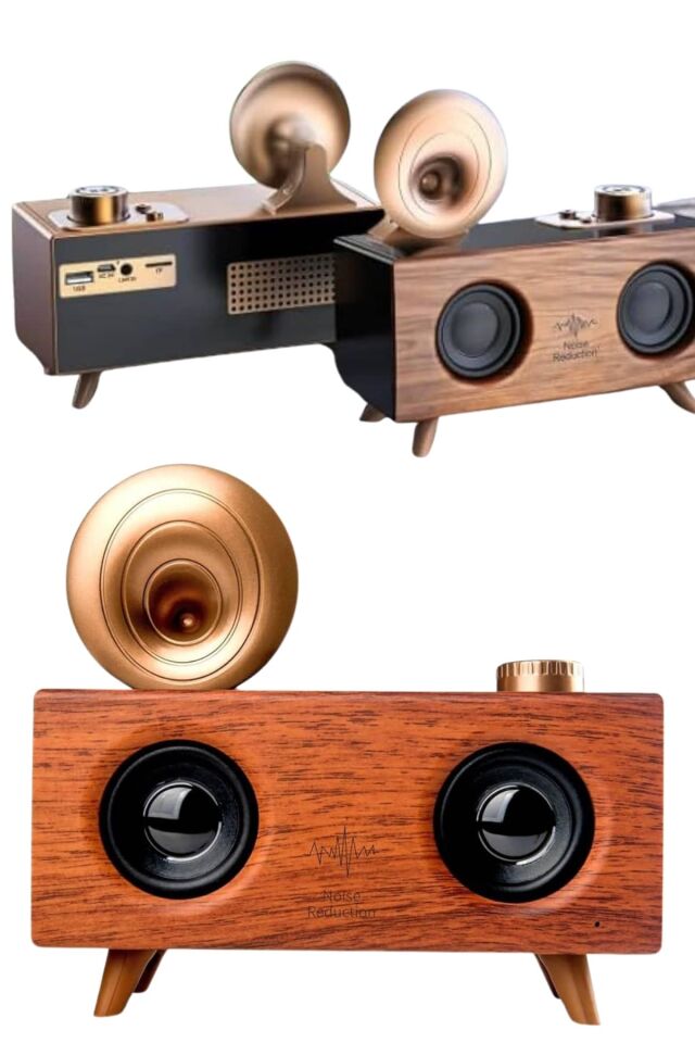 YamanHobi Retro Gramofon Tasarımlı Bluetooth Hoparlör FM Radyolu Turuncu