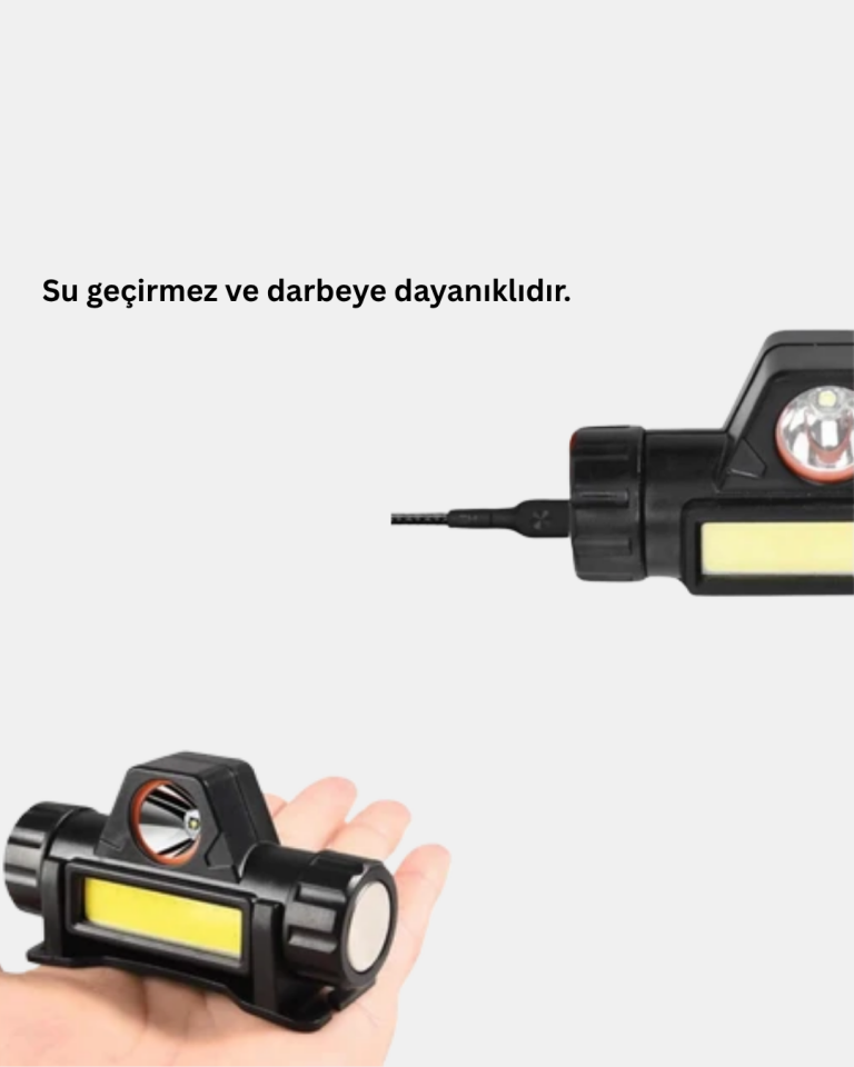 Şarjlı LED Kafa Feneri – Çift Fonksiyonlu, 200LM Işık Gücü, IP44 Suya Dayanıklı - Lisinya
