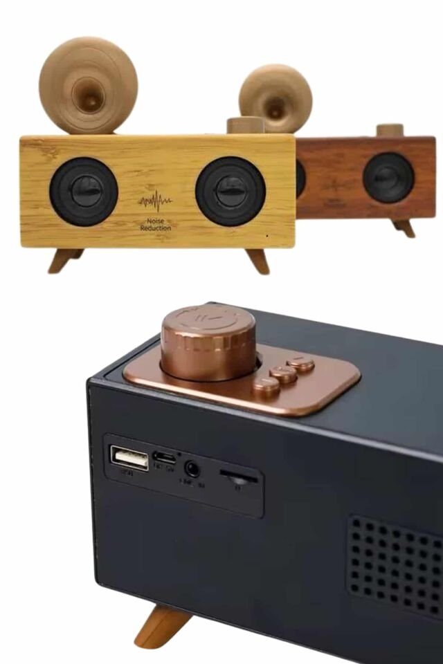YamanHobi Retro Gramofon Tasarımlı Bluetooth Hoparlör FM Radyolu Turuncu