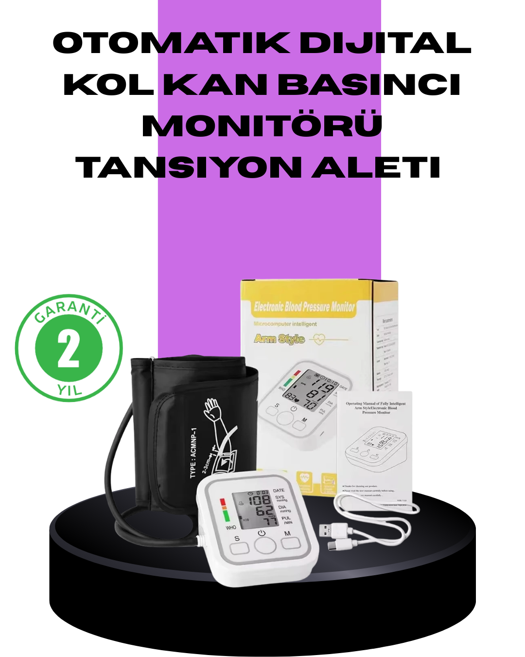 Elektronik Tansiyon Ölçer LCD Dijital Ekranlı - Lisinya
