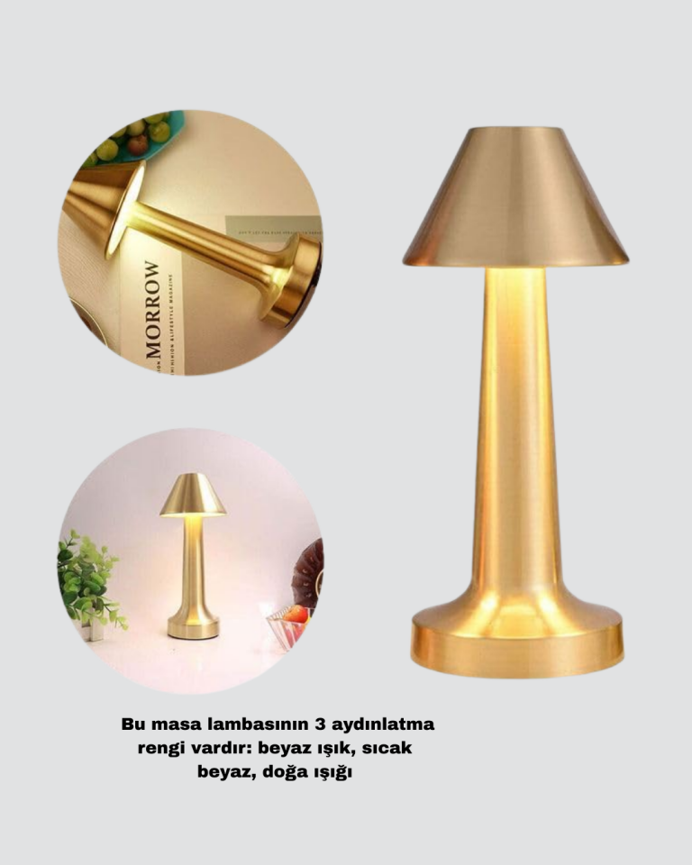 YamanHobi Şarjlı LED Masa Lambası 3 Işık Modlu 1800 mAh Metal Gövdeli