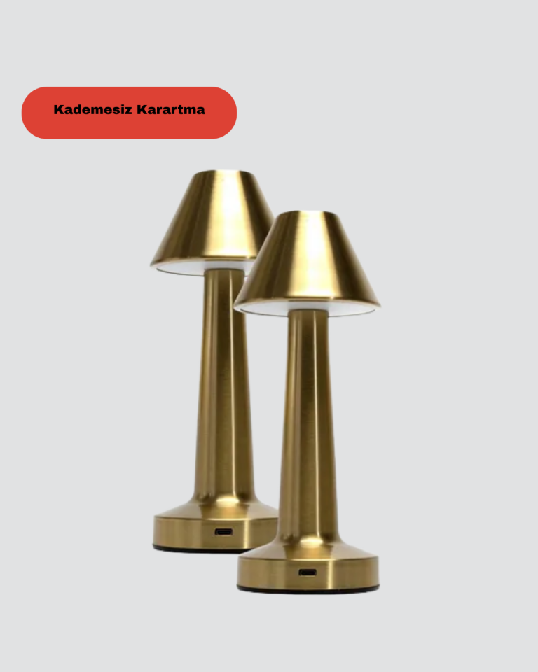 YamanHobi Şarjlı LED Masa Lambası 3 Işık Modlu 1800 mAh Metal Gövdeli