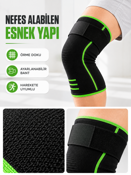 Diz Destekleyici Spor Dizlik Esnek Örme Kumaşlı Ayarlanabilir Üst Bantlı - Lisinya