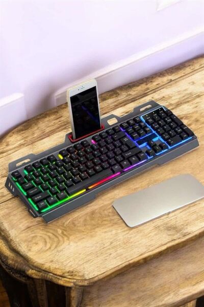 Q Klavye RGB Işıklı Klavye Ve Mouse Seti Kablolu Mouse Hediyeliş - Lisinya