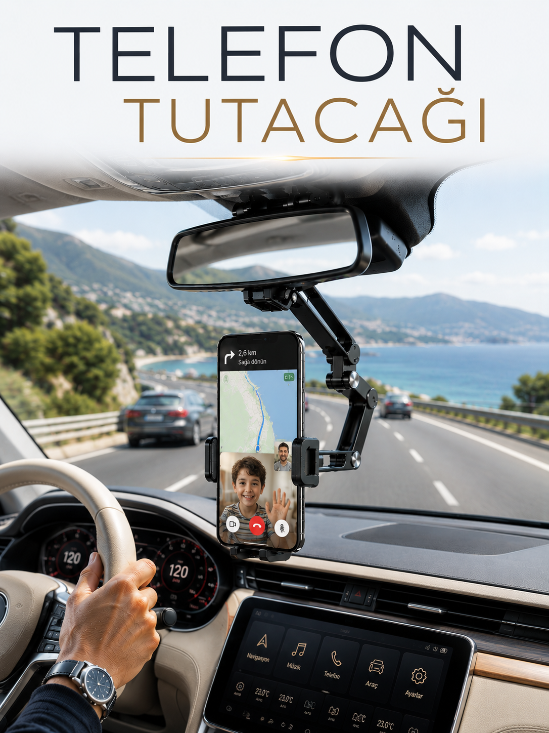 Katlanabilir Araç Telefon Tutucu Dikiz Aynasına Monte Telefon Standı - Lisinya