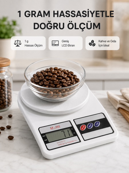 LCD Ekranlı Hassas Dijital Mutfak Terazisi – 5kg Kapasite, 1g Hassasiyet Yeni Nesil - Lisinya