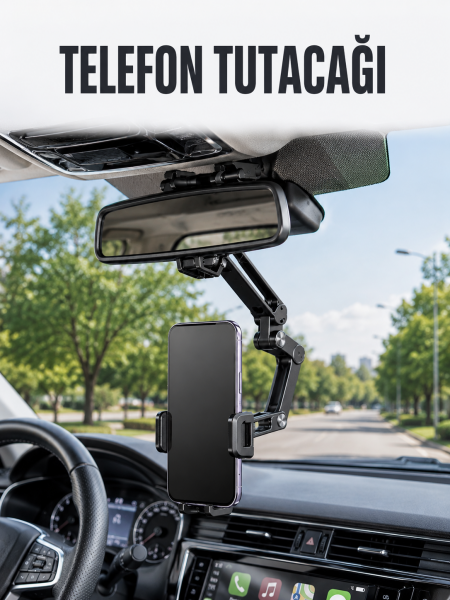 Araç Dikiz Aynası Telefon Tutucu Ayarlanabilir Katlanabilir Navigasyon Telefon Standı - Lisinya
