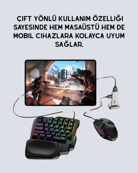 Mobil Oyunlar için Klavye, Mouse ve Dönüştürücü Seti