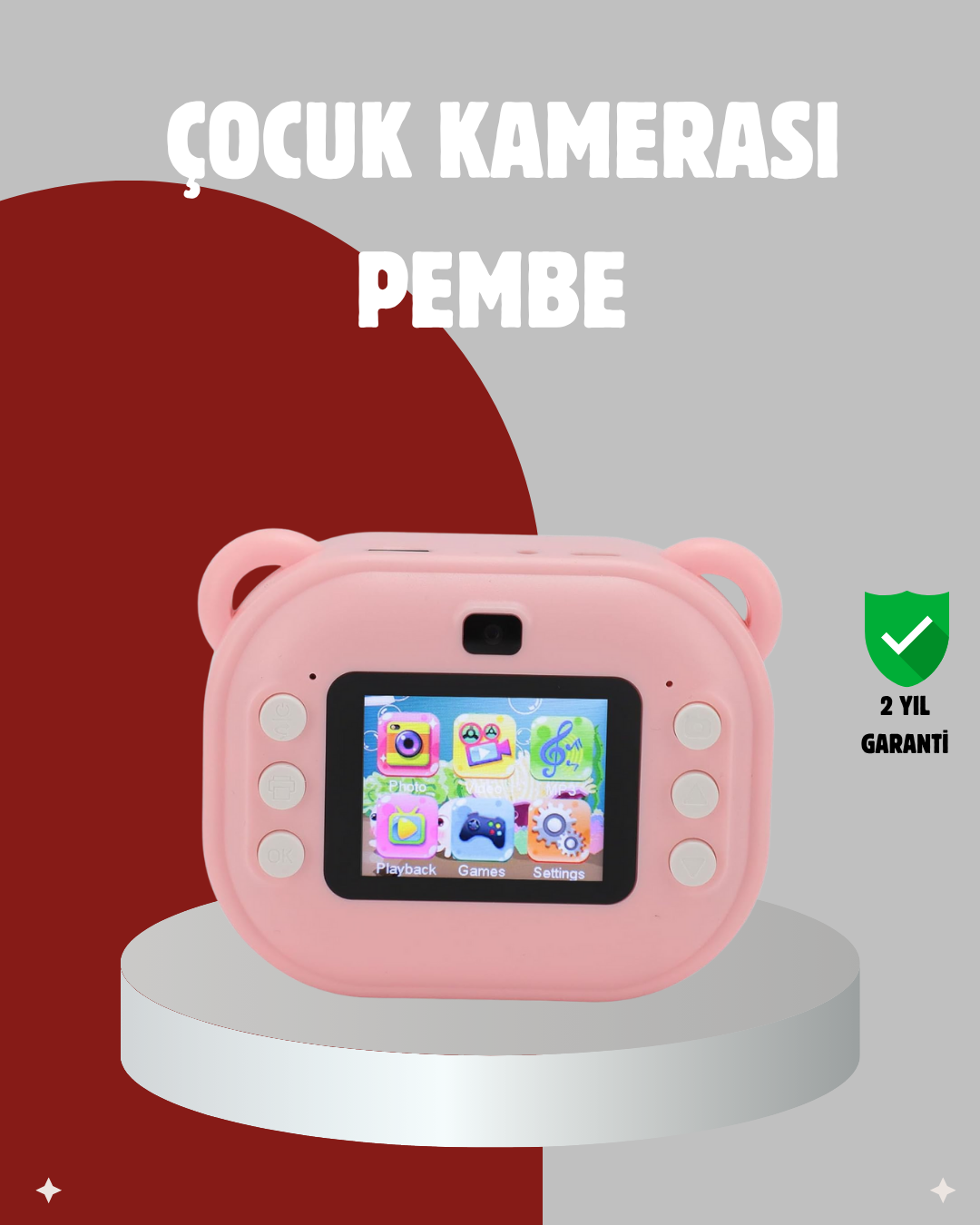 Anında Baskı Özellikli Çocuk Kamerası – 24MP HD Çift Lens, 32GB Hafıza ve Oyun Modu - Lisinya