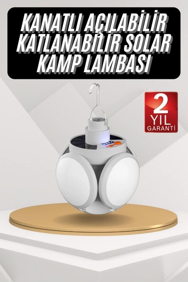 Kamp Lambası Güneş Enerjili Solar 5 Kanatlı Katlanır Lamba Karavan - Lisinya