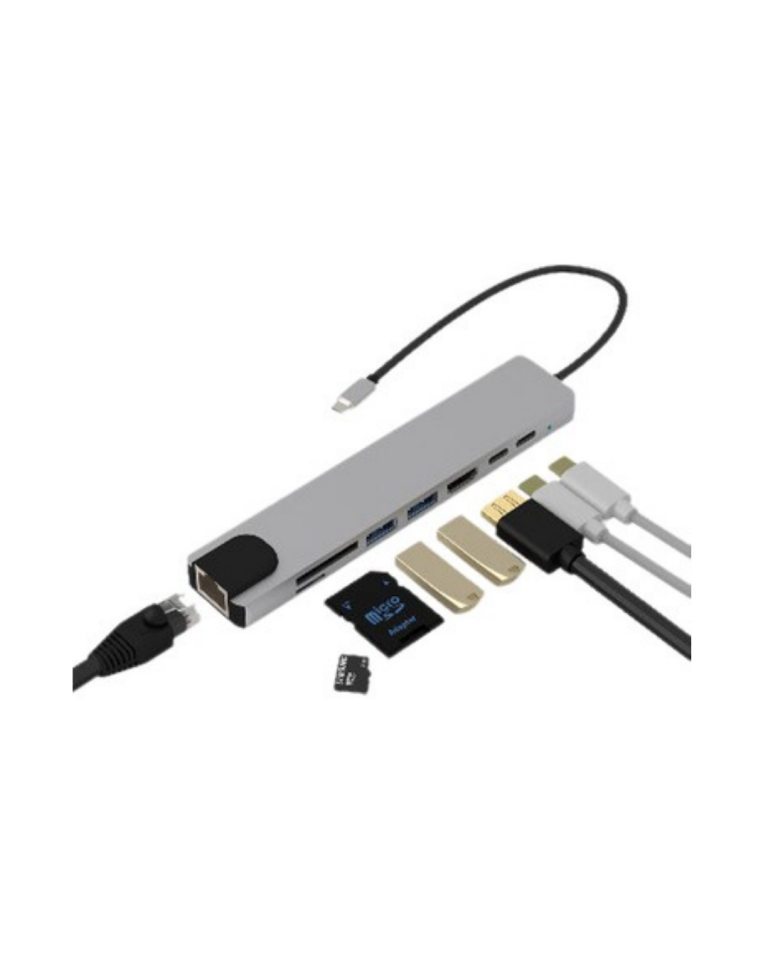 Type C Hub Çoklayıcı 8 Port USB HDMI RJ45 Kart Okuyucu - Lisinya