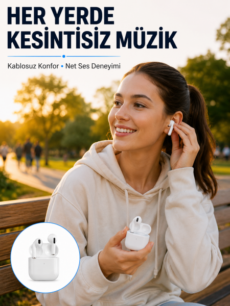 Bluetooth Kulaklık Beyaz Çağrı Cevaplama Dokunmatik Kontrol Kablosuz Yeni Nesil - Lisinya